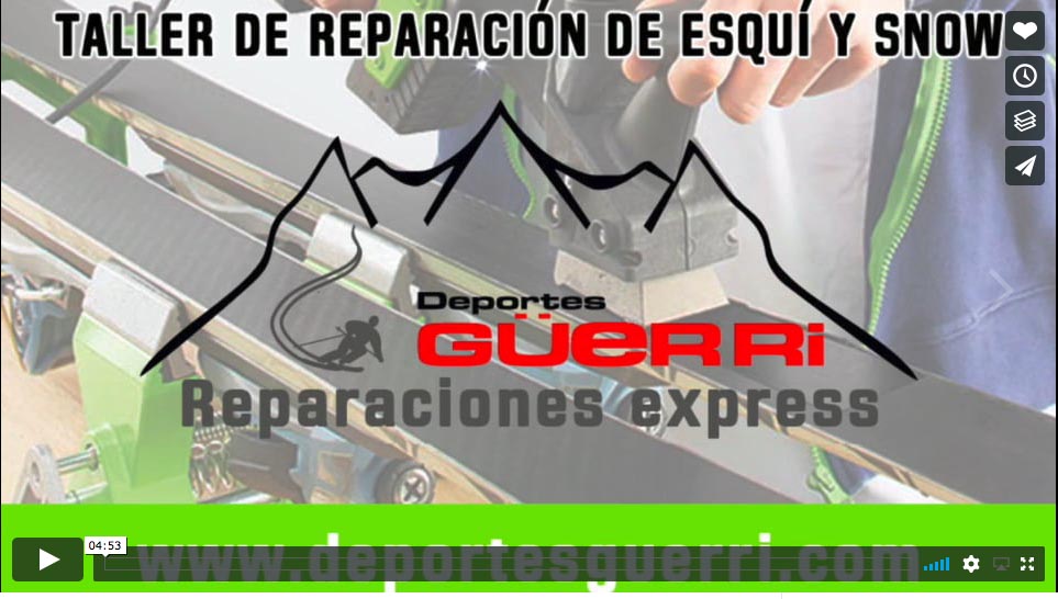 taller de reparación de esquís, vídeo Deportes Güerri